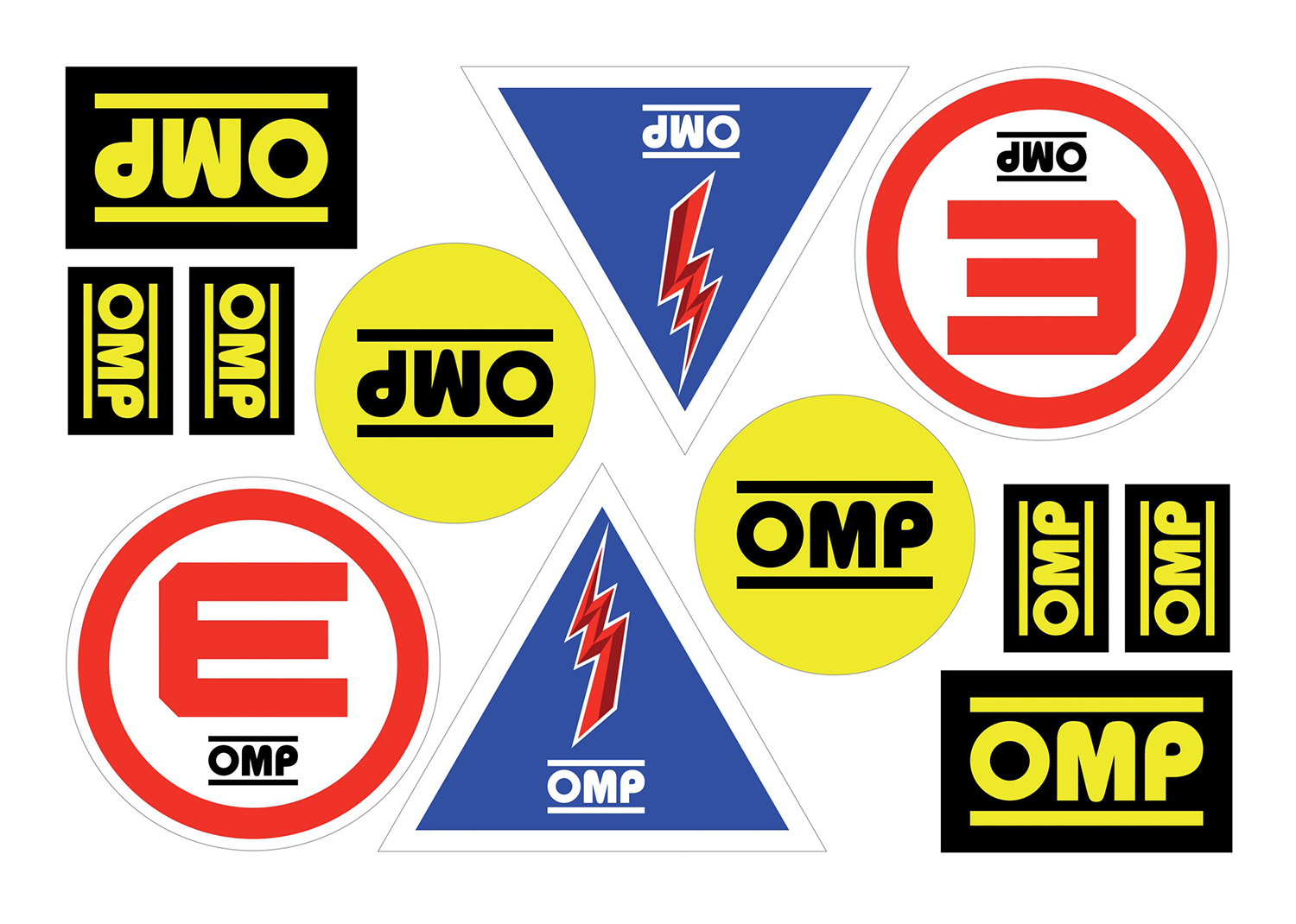 OMP Aufkleber E/Blitz/Logo