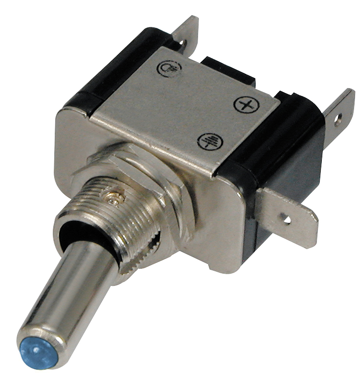 Sandtler Metall-Kipp-Schalter mit LED, blau