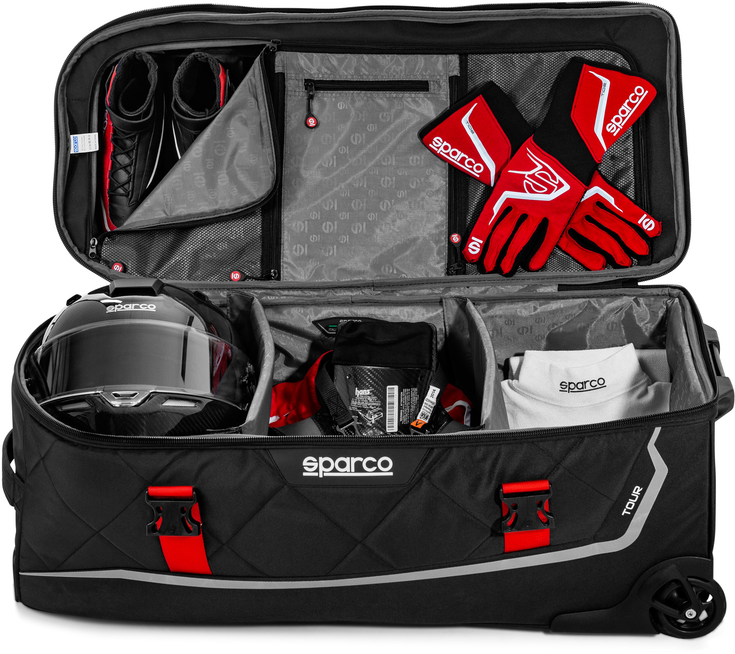 Sparco Reisetasche Tour, schwarz/rot